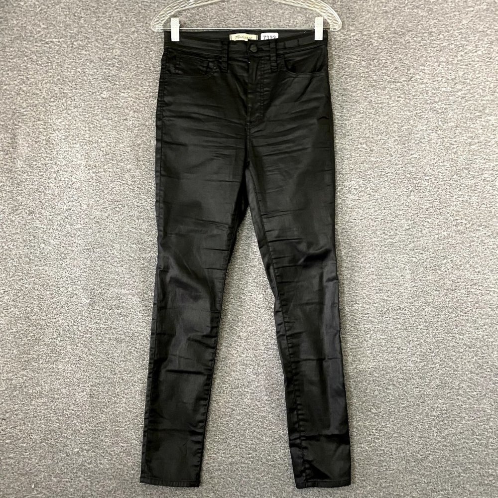 Madewell Women's Size 27 Black Coated Faux Leather 10" High Rise Skinny Pants